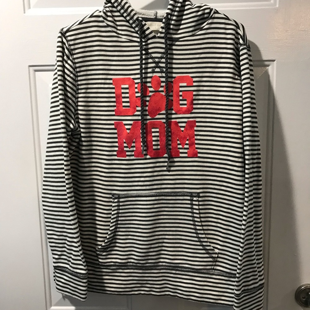 27. Altar'd State Black and White Striped Hoodie with Bold Text